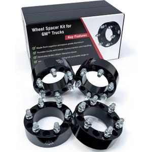 6x5.5 Wheel Spacers 2 Inch, Set of 4-6 Lug 50mm Wheel Centric Adapter - Fits Chevy, GMC & Cadillac - 1999-2022 Silverado, Sierra, Avalanche, Tahoe & Suburban - 6x139.7mm Bolt Pattern, M14x1.5 Studs