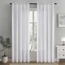 MIULEE White Privacy Sheer Curtains that Let Light in 84 Inches Long Non-See-Through Semi Sheer Curtains Light Filtering Window Curtains Drapes for Living Room Bedroom 2 Panels Set
