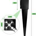 24 inch Fence Post Anchor Ground Spike Heavy Duty Metal Black Powder Coated Fence Stakes Post Base, 4x4 Inch (Inner Size 3.6"x3.6"), Pack of 4