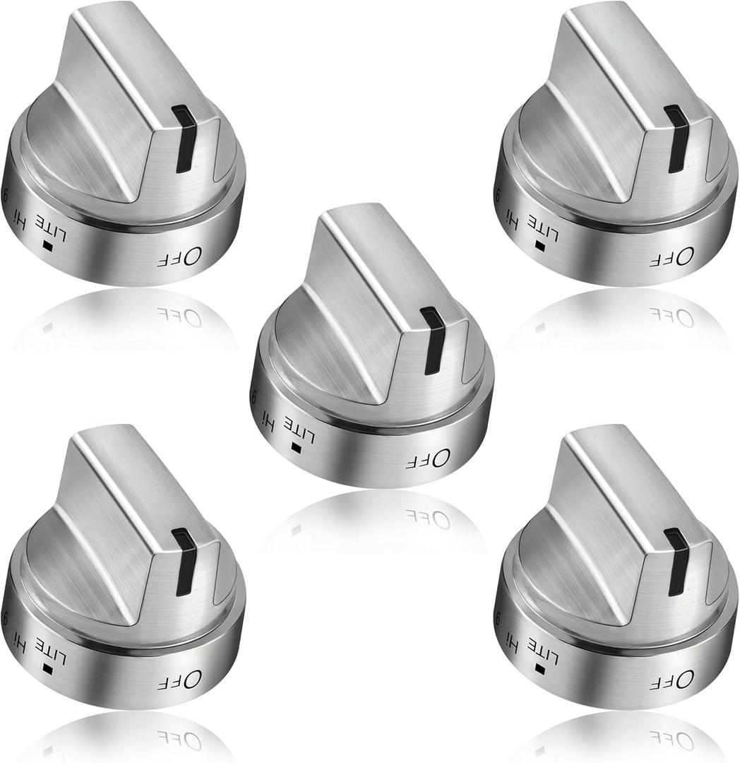 5 Pack Stainless Steel WB03x24818 Gas Stove Knob Replacement for ge,PS11729081 AP5989029 Stainless Steel Stove Replacement Knobs,Compatible with ge Stove KnobNot Universal