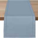 Ruvanti Linen Table Runner 108 Inches, Classic Hemstitch, Washable, Reusable, Non-Slipping, Stain Resistant- Perfect for Parties, Weddings, Dinners, Thanksgiving, Christmas, Indoor use  Grey (108"x14" - Linen Cotton Blend)