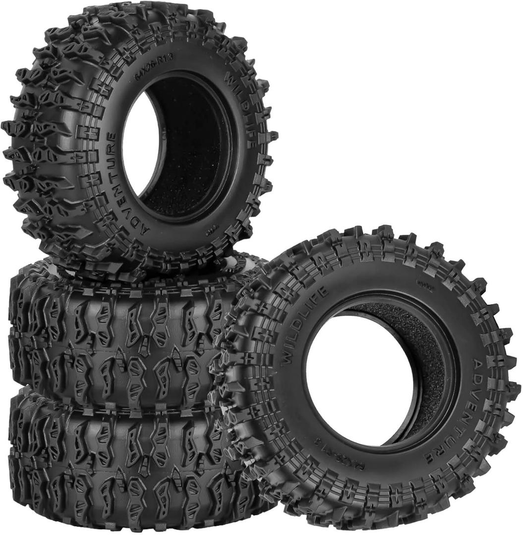 RC 1.3 Soft Silicone Rubber Wheel Tires for 1/18 TRX4M/Ascent-18/FMS 1/24 SCX24 RC Crawler, 1.3" Soft Mud Terrain/Rock Crawling/Swamp Claw Mud Terrain/Road RC Tires 4 Pcs, Style (B)
