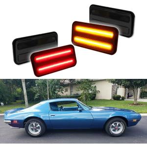 for 1970 1971 1972 1973 1974 1975 1976 1977 1978 1979 1980 1981 Pontiac Firebird Trans Am Side Marker Light Smoked Lens Amber & Red LED Lamp 5963135 5963136