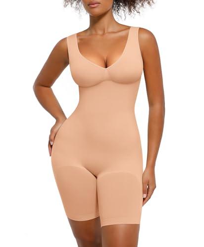 Lover-Beauty Women's Shapewear Bodysuit Seamless Tummy Control V Neck Butt Lifter Body Shaper Nude 3X-Large-4X-Large