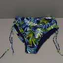 Women High Waisted Bikini Bottom -  Tummy Control Bathing Bottom 2025 Swimwear (Medium, Blue Leaves)