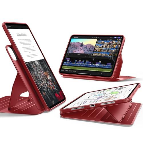 ESR for iPad Pro 13 Inch Case (M5/M4) 2025/2024, Rotating Case with Removable Magnetic Cover, Adjustable Portrait/Landscape Stand, 9 Standing Angles, Shift Series, Red