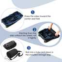 110L Expandable to 140L 32 Foldable Oxford Soft-Sided Rolling Duffle Bag with 2 Heavy-Duty Wheels,3 Large Compartments,Adjustable Shoulder Strap and Attached Organizer Pouch,Navy Blue, 14 x 19.7 x 31.5 inches