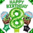 40" Green Pixel Miner Number 8 Balloon Set, 8th