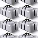 HOMESURE Supports 200lbs Heavy Duty Moving Bags - Strong Zipper & Wrap-Around Handles - Water-Resistant Storage Totes, Durable Alternative to Moving Boxes - 8 Pack - Silver