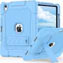 Case for iPad (A16) 11th/10th Generation 11/10.9 inch 2025/2022, Heavy Duty Military Grade Shockproof Rugged Cover with Pencil Holder/Stand for i Pad 11th / 10 th Gen (Light Blue)