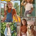 2 x 3 Pack Girls Shirts Short Sleeve Mock Turtleneck Cotton Cute Lettuce Trim Summer Tops 5-6Y Kids Clothes