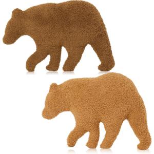 Jenaai 2 Pcs Valentines Gift Pillow Bear Nugget Pillow, 14 Inch Funny Fried Chicken Throw Plush Brown Decorative Polar Bear Stuffed Animal Birthday Gift Idea for Winter Party Room Decoration