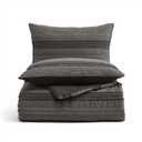 Wonderful Dark Grey Comforter Set King Size, Yarn Dyed Farmhouse Striped Cotton Lightweight Boho Comforter with Pillow Shams, Halloween Bedding, Fluffy Bedding Set for All Season