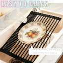 Cover The Sink Roll Up Dish Drying Rack 17.6"x15.4" Silicone Wrapped Foldable Anti-Slip Drainer for Kitchen Counter_Black new