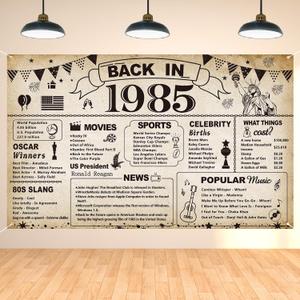DARUNAXY 40th Birthday Party Decorations, Vintage Back in 1985 Banner 40 Year Old Birthday Party Poster Supplies Vintage 1985 Backdrop Photography Background for Men & Women 40th Class Reunion Decor