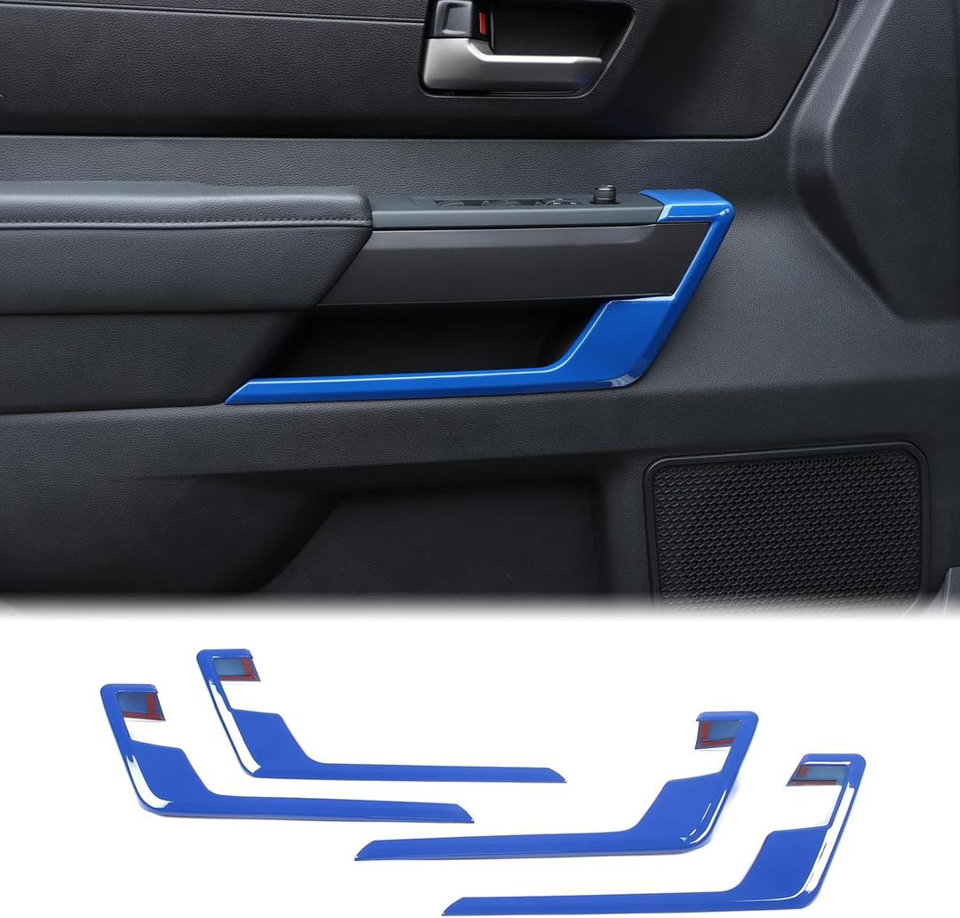 Aunginsy 4Pcs Inner Door Handle Panel Strip Trim Compatible with Toyota Tundra Crew Max 2022-2026, Car Front Rear Door Panel C-Shaped Decorative Cover C-Type Protection ABS Interior Accessories (Blue)