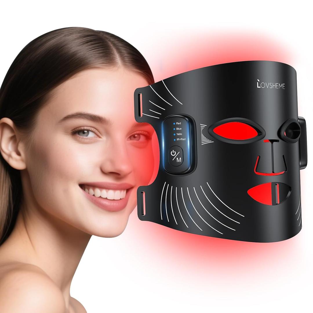Wireless LED Face Mask, Cordless Red Light Facial Mask with Even LED Coverage, Wearable Skincare Mask for At-Home Self Care