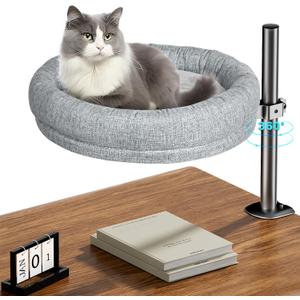 Cat Bed - with 360 Rotation & Adjustable Height - Soft & Comfortable - Indoor Cats Up to 40 lbs (Grey)