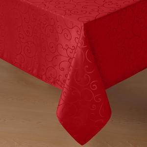Romanstile Red Christmas Rectangle Tablecloth - Waterproof Jacquard Curly Floral Decorative Table Cloth, Heavy Weight Damask Fabric Table Cover for Dining/Party/Holiday - 60 x 84 Inch