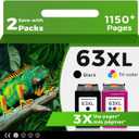 Relcolor 63XL Ink Cartridges Replacement for HP 63 XL Black Color Combo Pack for HP63 HP63XL for 4650 3830 5255 4520 5258 3630 4652 4655 5200 4512 3632 5252 2132 1112 3631 2130 4510 3634 3833 Printer