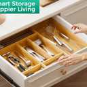 Bamboo Kitchen Drawer Organizer Boxes 14" x 5" Stackable Wood Silverware Utensil Tray for Drawers Bins Cutlery & Flatware Storage Wooden Pantry Organizers Set of 2 for Junk Drawer Bathroom Rv