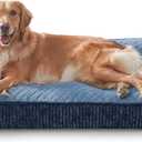 JOEJOY XL Orthopedic Dog Bed for Large Dogs Up to 80lbs - Extra Thick Foam Pet Bed Sofa with Bolster Sides, Large Sized Dog Bed with Removable Washable Cover, Non-Slip Bottom, Blue (42"x30")