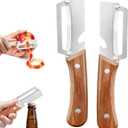 2 x Left & Right Hand Vegetable Peeler Set with Bottle Opener, Heavy-Duty Thick Stainless Steel Blade, Durable Wooden Handle Kitchen Peeler for Fruits & Vegetables