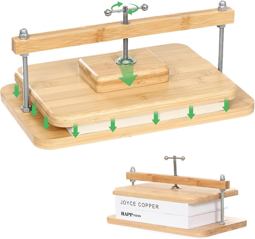 JFNoraiva Book Press, 11 * 7.9 in Bamboo Wooden Book Binding, Portable Books Binding for DIY & Beginners Bookbinding