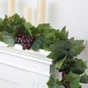Artificial Grape Leaf Garland Vine Plant for Decoration Fake Greenery Garlands Hanging Leaves with Grapes for Italian Themed Party Decor Wedding Photo Stage Favors (13 ft,Dark Green)
