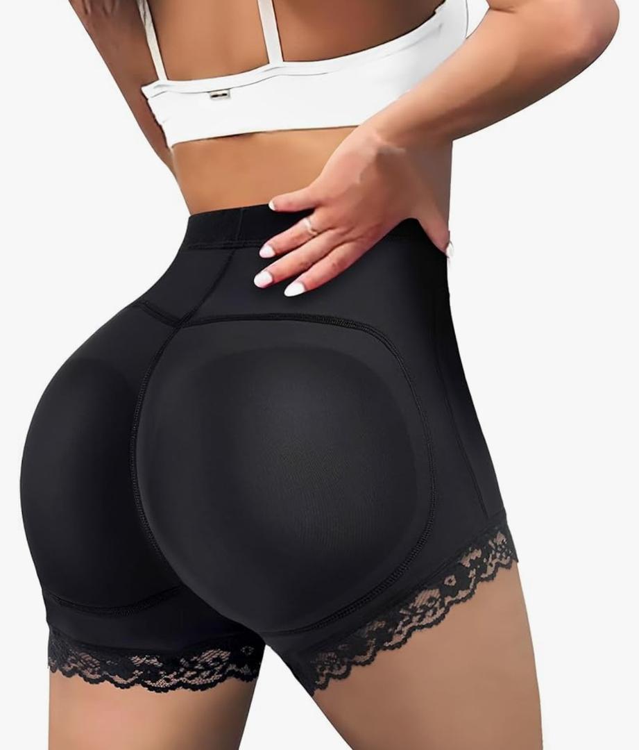 LODAY Womens Butt Lifter Padded Lace Panties Seamless Hip Enahncer Body Shaper Boyshort Underwear, Small