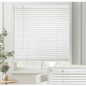 MYshade No-Drill Cordless Horizontal Mini Blinds ‚Äì 27" W x 48" H Tool-Free Inside Mount Window Blinds with 1" Vinyl Slats, Light Filtering & Privacy, Child & Pet Safe, White