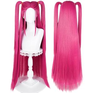 LABEAUT Rose Red Cosplay Wig for Women, Girls High Temp Synthetic Fiber Wig for Cosplay Synthetic Hair Halloween Costume Party Hair