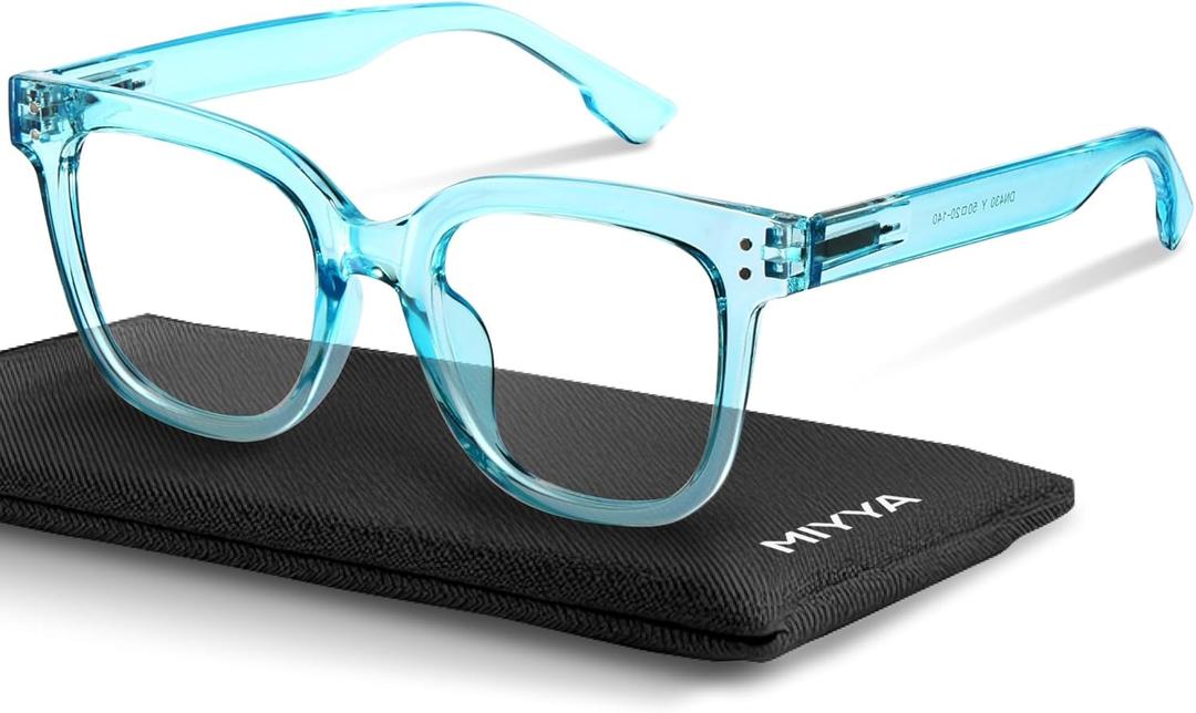miyya Blue Light Glasses for Women & Men  Oversized UV & Blue Light Blocker Chunky Frames, Stylish Eyewear Accessories (Icey Blue (Transparent))