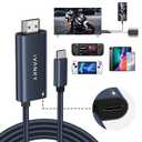 IVANKY 2-in-1 USB C to HDMI 100W 6.6ft Charging Cable Dock for Mobile Phone/Steam Deck OLED/ROG Ally X/iPad, 4K@60Hz Nylon Braided Portable TV Adapter Connector for TV Screen Extend, Midnight Blue
