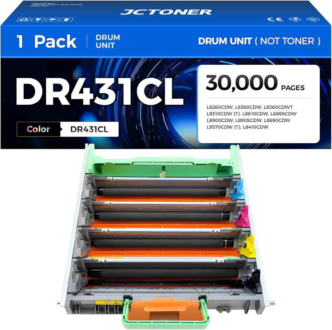 DR431CL Drum Unit High Yield Replacement for Brother DR-431CL Imaging Drum Compatible with HL-L8360CDW MFC-L8900CDW MFC-L8690CDW HL-L8260CDW MFC-L8610CDW MFC-L8905CDW MFC-L9570CDW HL-L8360CDWT Printer