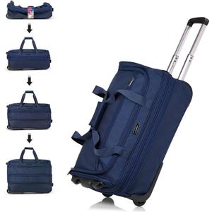 Hanke Expandable Carry On Luggage Suitcases with Wheels Foldable Duffle Bag for Travel Carry On suitcase Weekend Bag for Women MenBlue (20 Inch)