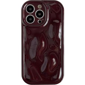 Caseative for iPhone 13 Pro Case,Water Ripple Wave Meteorite Bubble Chrome Plating Soft Phone Case (Wine Red)