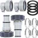 4 Pack Pool Hose Adapter with Clamp Washer 2 Types Conversion Connector Replacement 1.5" to 1.25" Pools Pump Hose Adapter for Intex Threaded Connection Pump Hoses Above Ground Pool Accessories