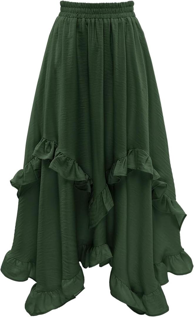 Bridesmay Women's Tiered Ruffle Renaissance Skirts 2026 (Green, L)