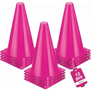 12pcs Cones 9 Inch Soccer Cones and Plastic Traffic Cones, Durable Cones for Sports Training, Ideal for Soccer, Basketball, Football, Skating, and Agility Drills Practice