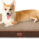 Bedsure Large Dog Bed for Crate - Orthopedic Waterproof Pet Beds with Removable Washable Cover, Egg Crate Foam Crate Mat, Suitable for Pet Up to 50 lbs (Brown)