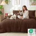 CozyLux Oversized King Comforter Set Brown, 7 Pieces 120"x98" Bed in a Bag Comforter Set with Sheets, All Season Bedding Sets with Down Alternative Comforter, Sheets, Pillowcases & Shams, Soft Bed Set