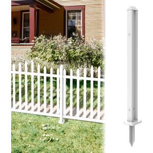 ECOOPTS 32" H Vinyl Picket Fence Post White PVC Post for Picket Fence