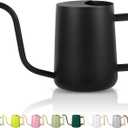 GUKJOB Plant Watering Can,35oz Metal Watering Can,Stainless Steel Indoor Plants with Long Curved Spout,Small Bonsai Outdoor Garden Modern Decorative(Black)