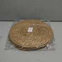 Elcoho 4 Pieces Round Woven Placemats 12 Inch Boho Rattan Placemats Farmhouse Braided Place Mats Woven Plate Chargers Rustic Wicker Table Mats for Dining Table