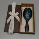 CHOSIN Boar Bristle Hair Brush: Paddle Brush with Wooden Handle for Men Women - Natural Bristles Brush Detangler Thick Hair, Reduces Frizz & Breakage for Christmas Gift (Green)