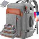Travel Backpack, 17Inch Laptop Backpack, Carry-on Approved Bag for Men & Women, Waterproof Luggage with Packing Cubes, Shoe Pocket, Personal Item Size for Flights (Large, Grey)