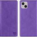 ZZXX for iPhone 15 Wallet Case with [RFID Blocking] Card Slot Stand Strong Magnetic Leather Flip Fold Protective Phone Case for iPhone 15 Case Wallet(Purple-6.1 inch)
