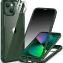 CENHUFO Privacy for iPhone 14 Case/iPhone 13 Case, Full Body Phone Case with Built-in 9H Tempered Glass Privacy Screen Protector and Camera Lens Protector, Shockproof Bumper Clear Cover - Green