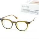 Computer Glasses for Women Men, Anti Eyestrain, Round Blue Light Glasses for TV Gaming Phone Reading, Clear Frame (Translucent Olive Green)